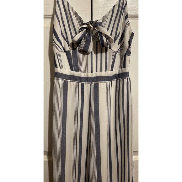 Japna size small blue white jumpsuit romper s smocked boho new sleeveless - Picture 5 of 10